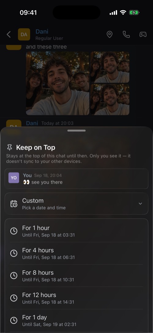 The Keep on Top sheet with durations from one hour to one week
