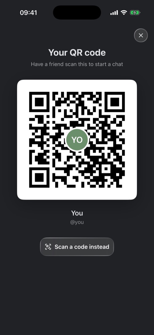 The Your QR code sheet with a personal QR code